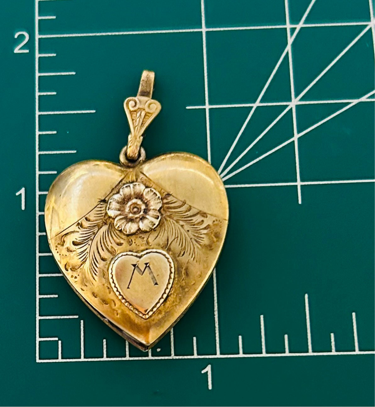 Engraved M Heart Locket