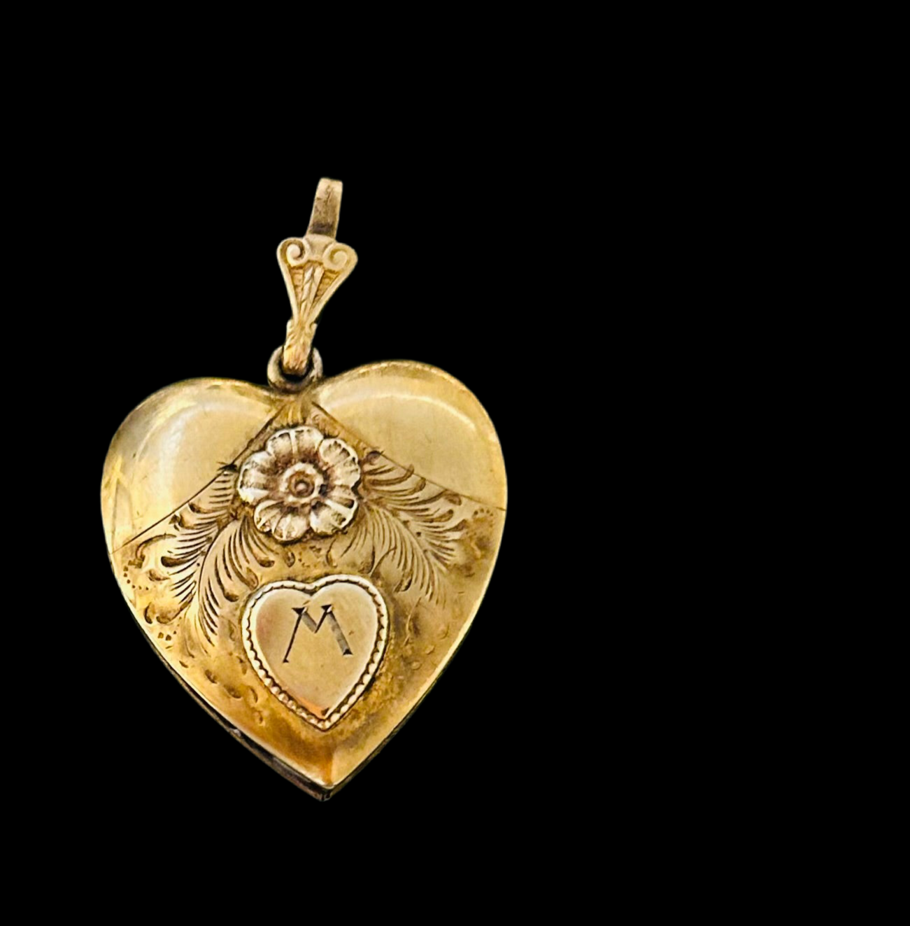 Engraved M Heart Locket