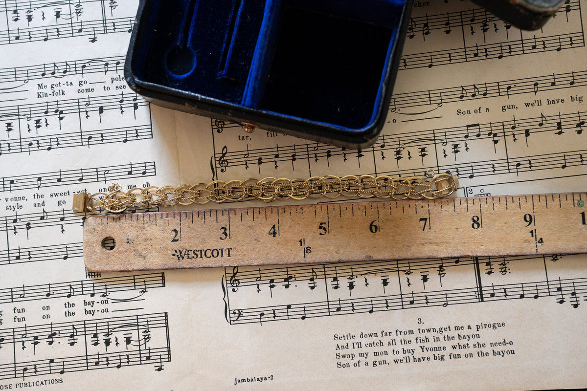Open Link & Rope Antique Gold-Filled Bracelet