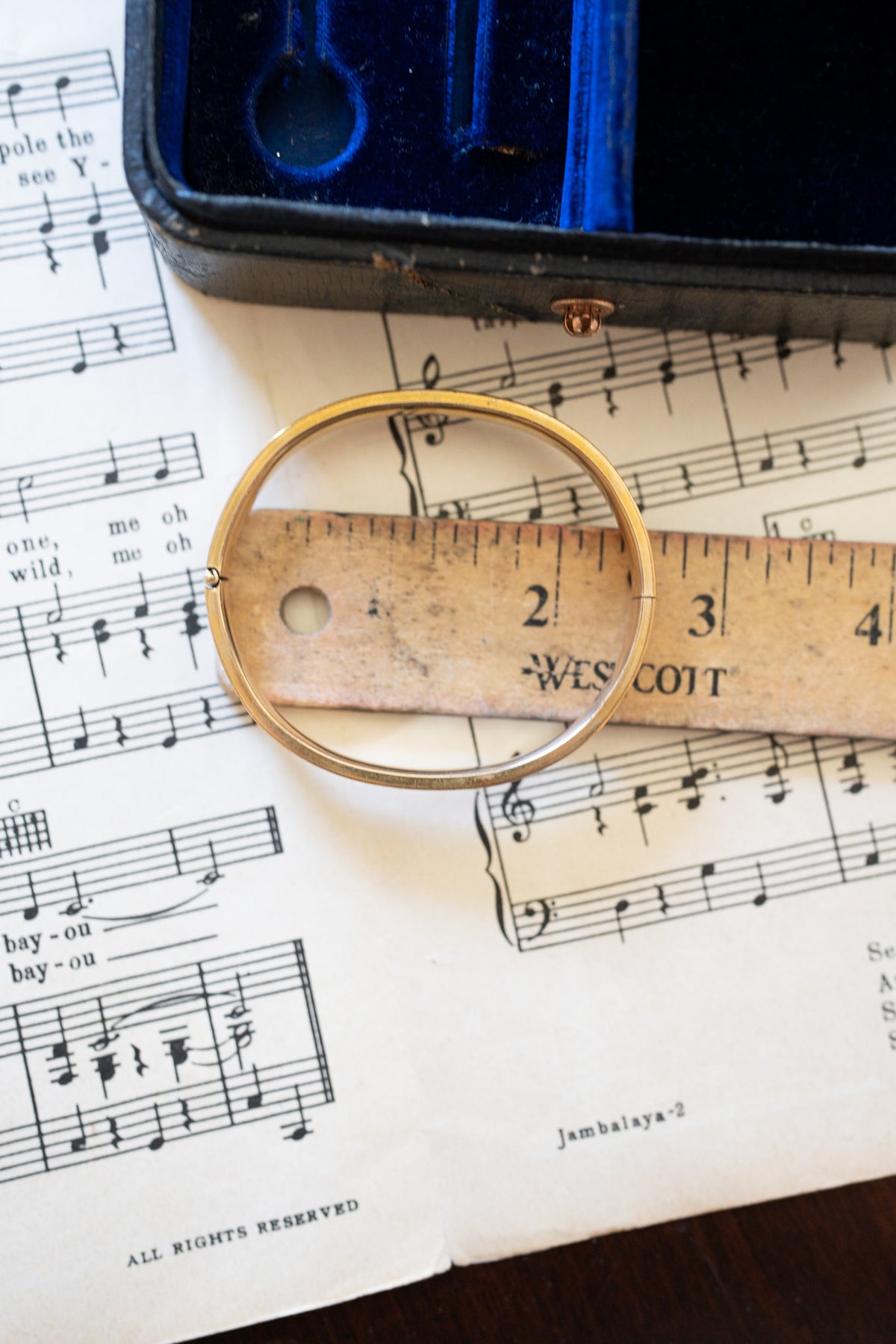 Etched Narrow Antique Gold-Filled Bracelet
