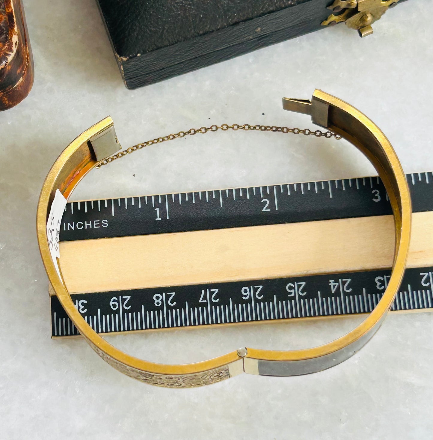 "JT" Gold-Filled Bracelet with Black Enamel