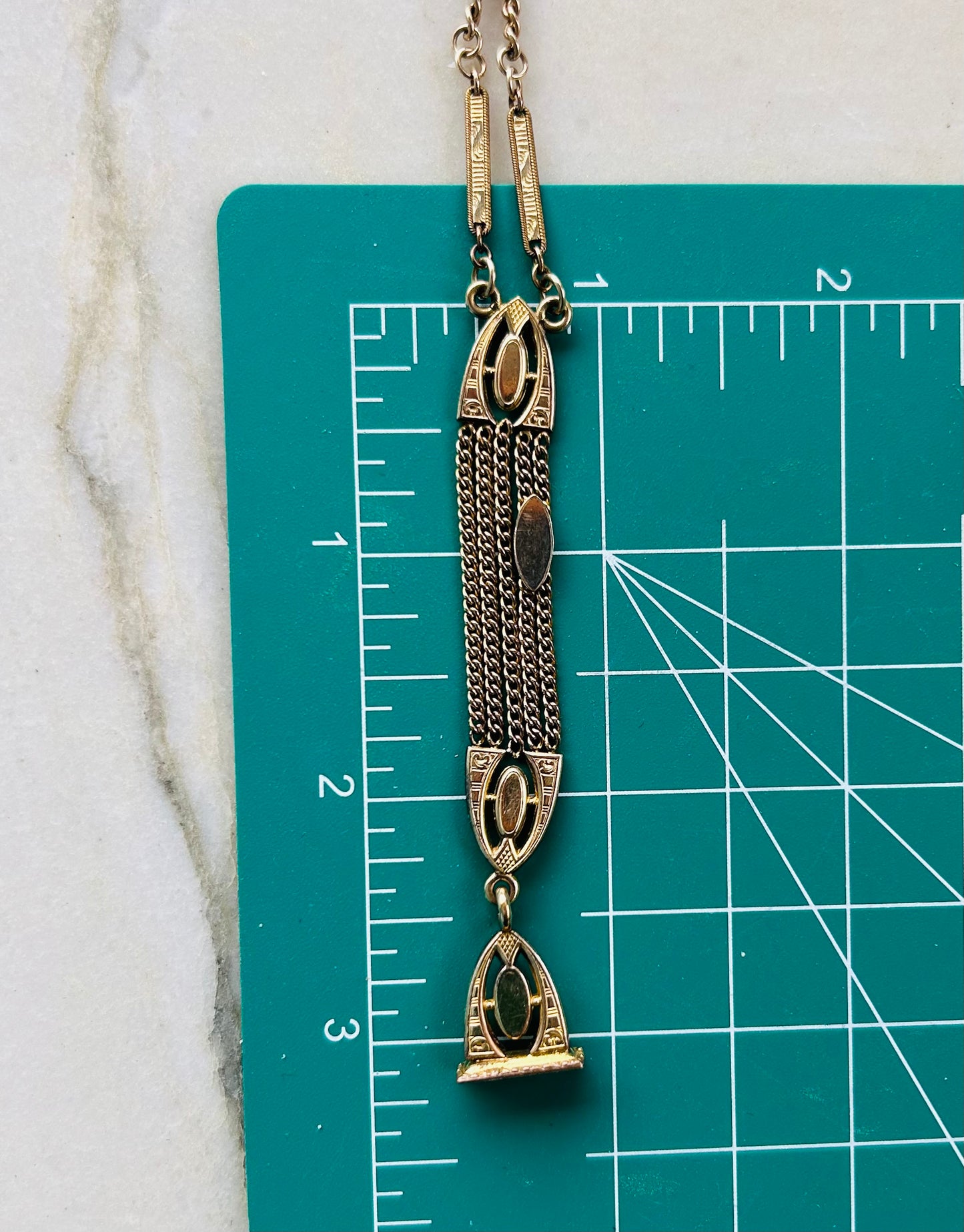 Antique Watch Chain Fob Necklace