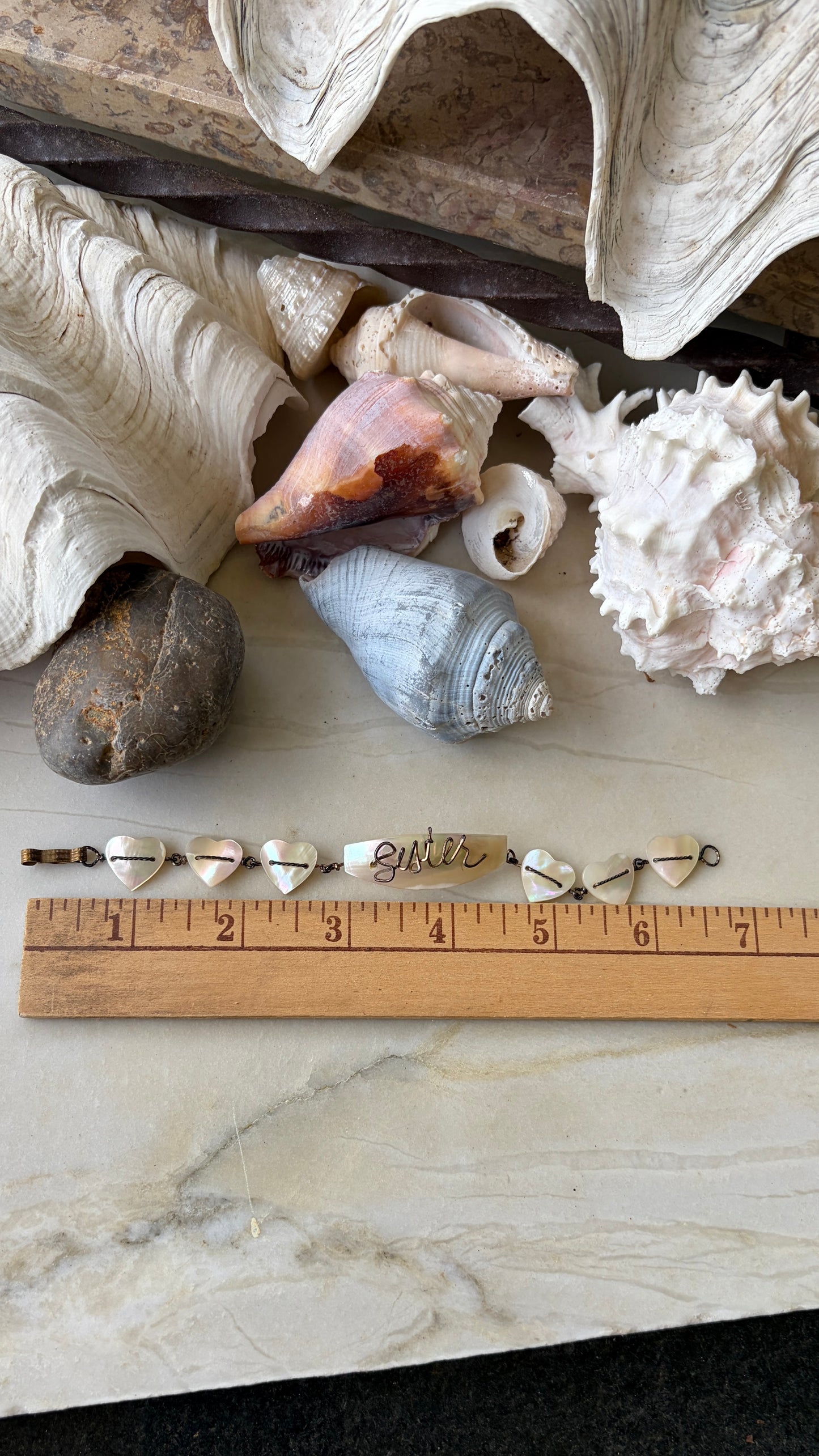 "Sister" Mother of Pearl Bracelet