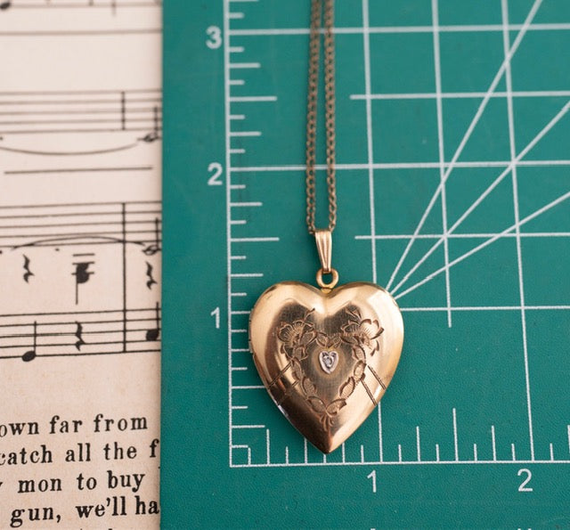 Etched Heart Locket