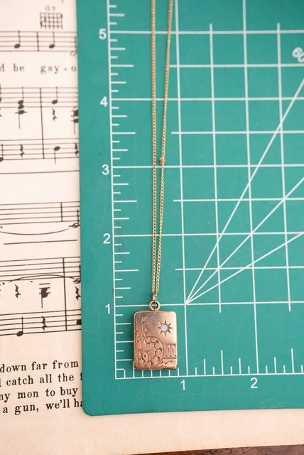Rectangle Locket with Pearl Sunburst Accent