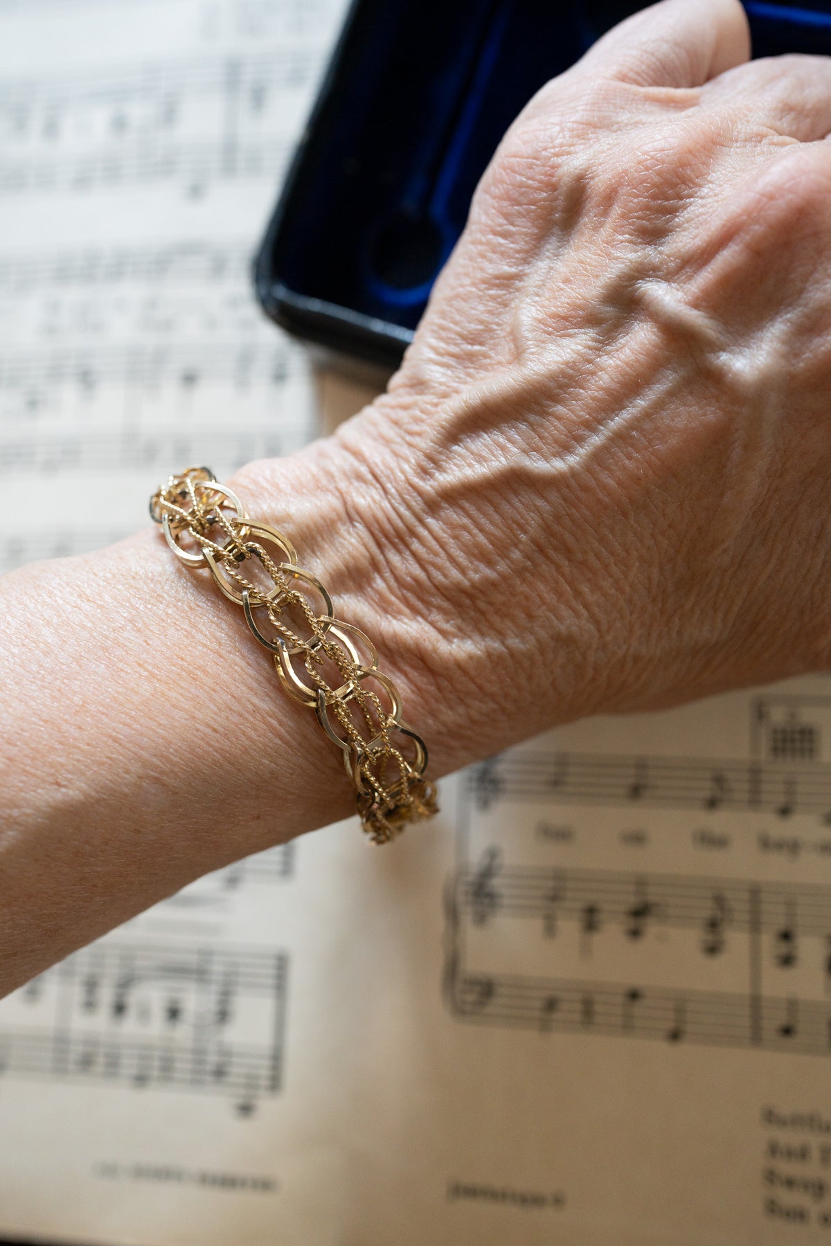 Open Link & Rope Antique Gold-Filled Bracelet