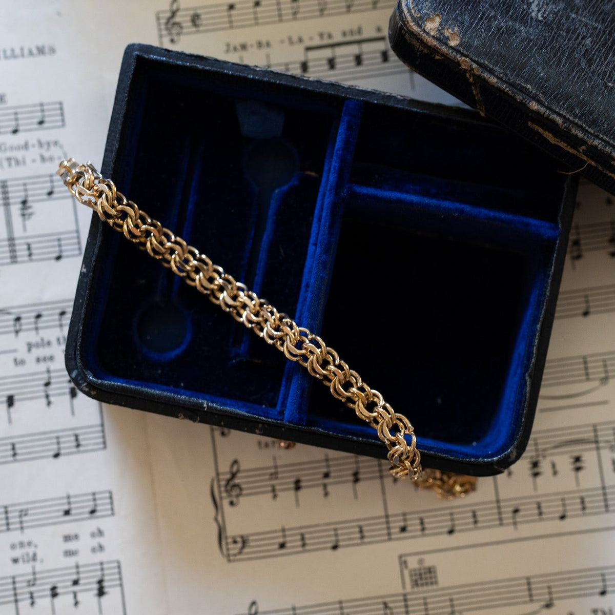 Double Link Antique Gold-Filled Bracelet