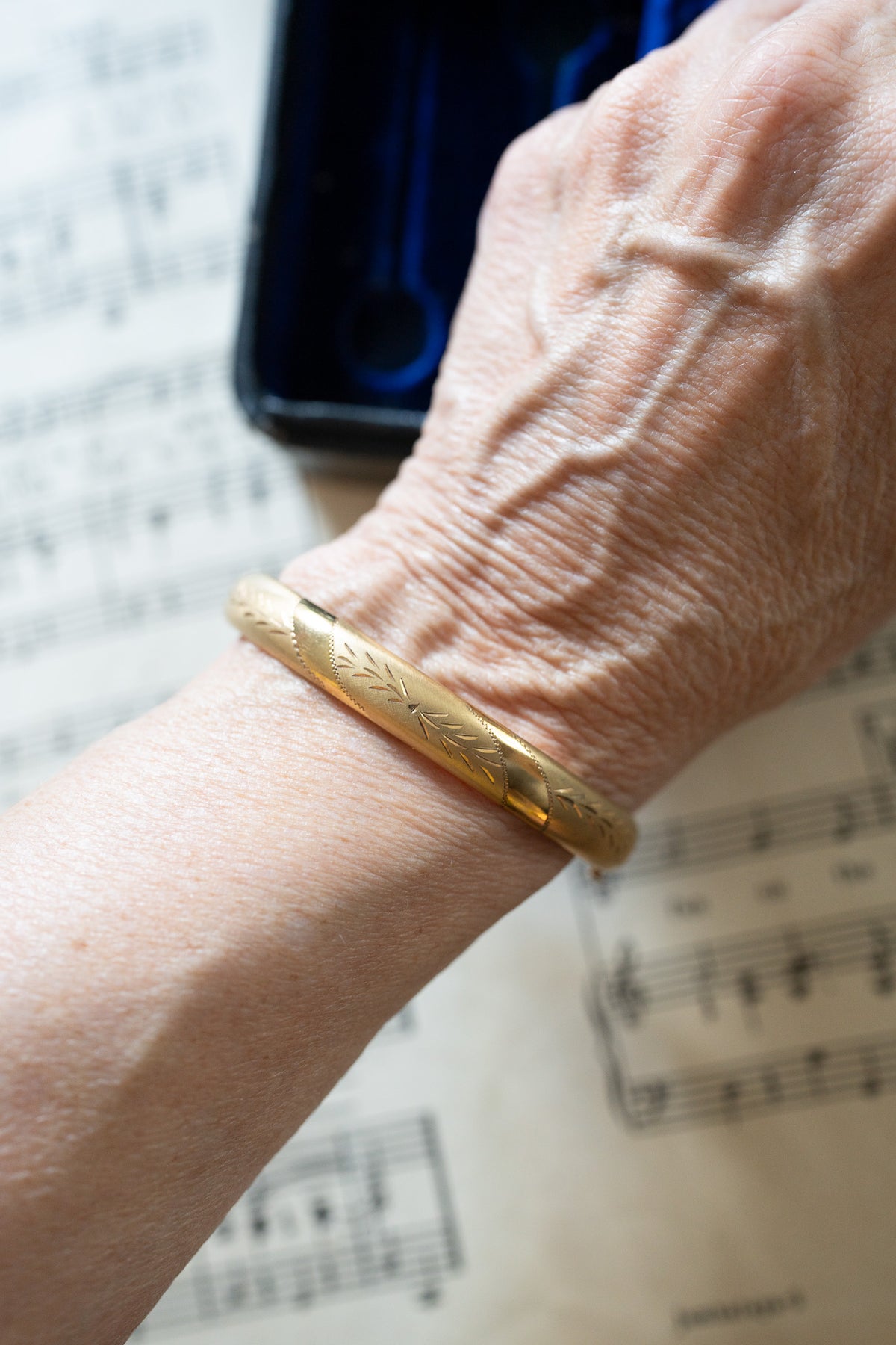 Narrow Ribbon Antique Gold-Filled Bracelet
