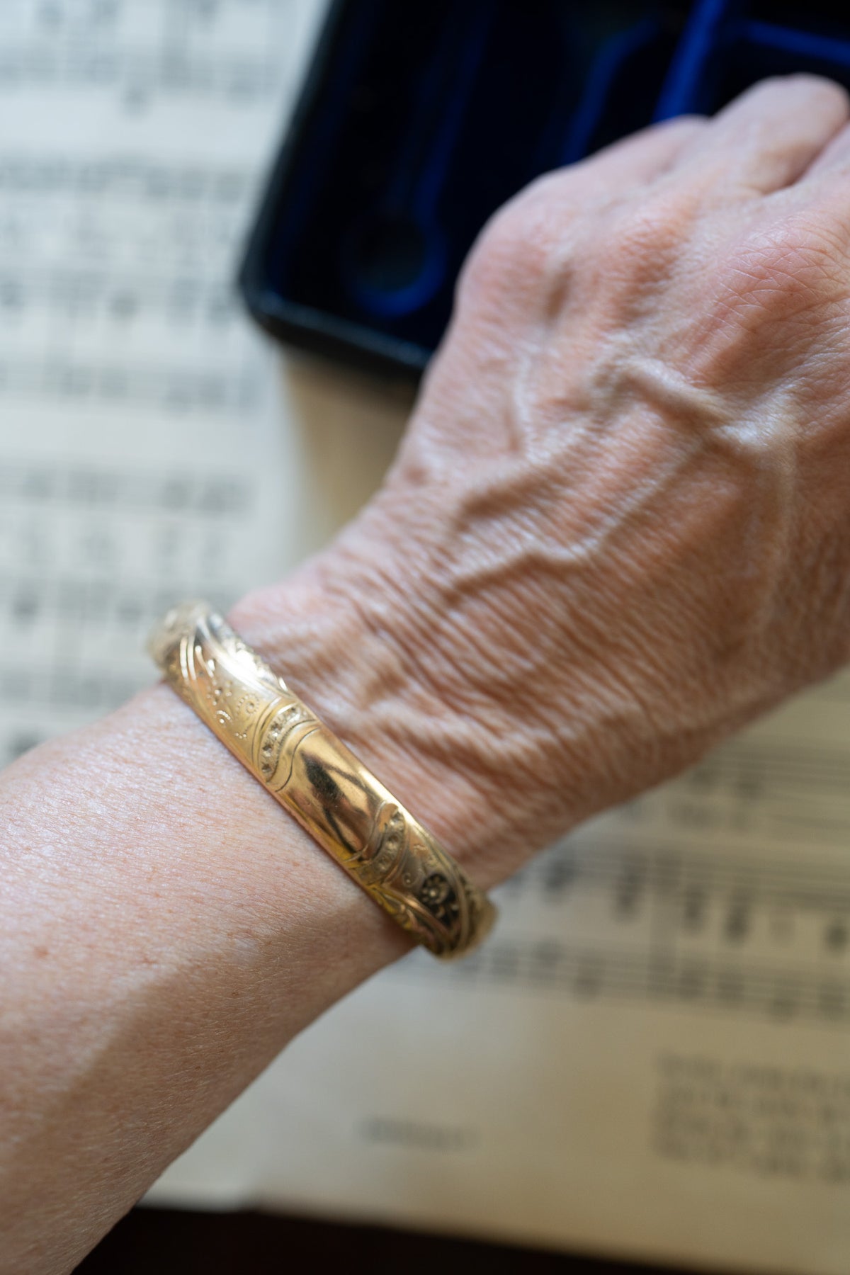 Swirl Repousse Antique Gold-Filled Bracelet