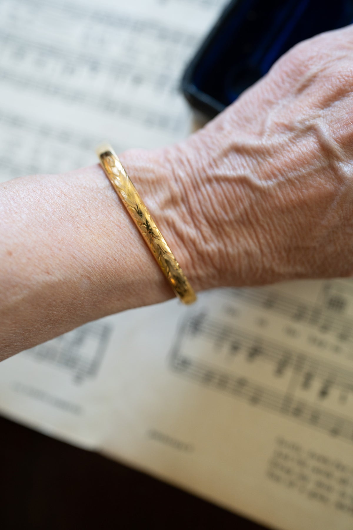 Small Etched Antique Gold-Filled Bracelet