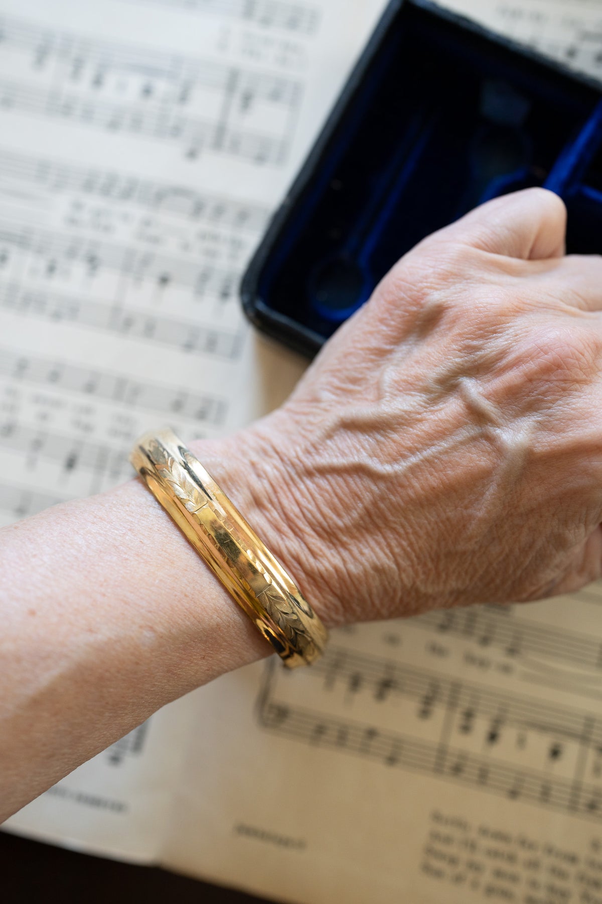 Beveled 3-Layered Antique Gold-Filled Bracelet