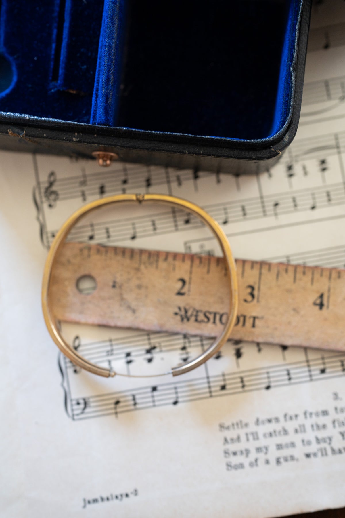 Etched Narrow Antique Gold-Filled Bracelet