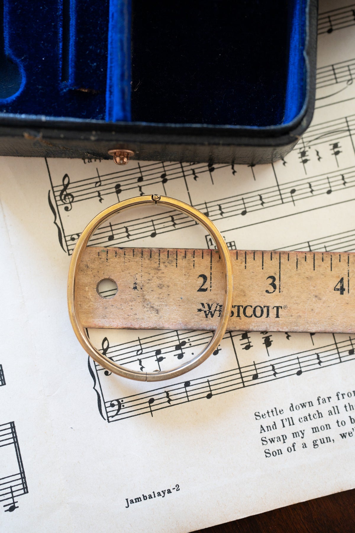 Etched Narrow Antique Gold-Filled Bracelet