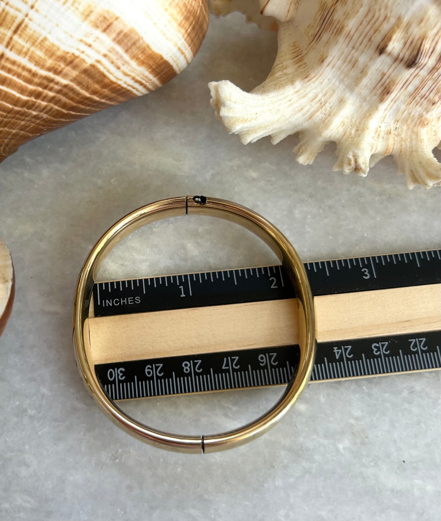 Narrow Gold-Filled Bangle with Blank Center Cartouche