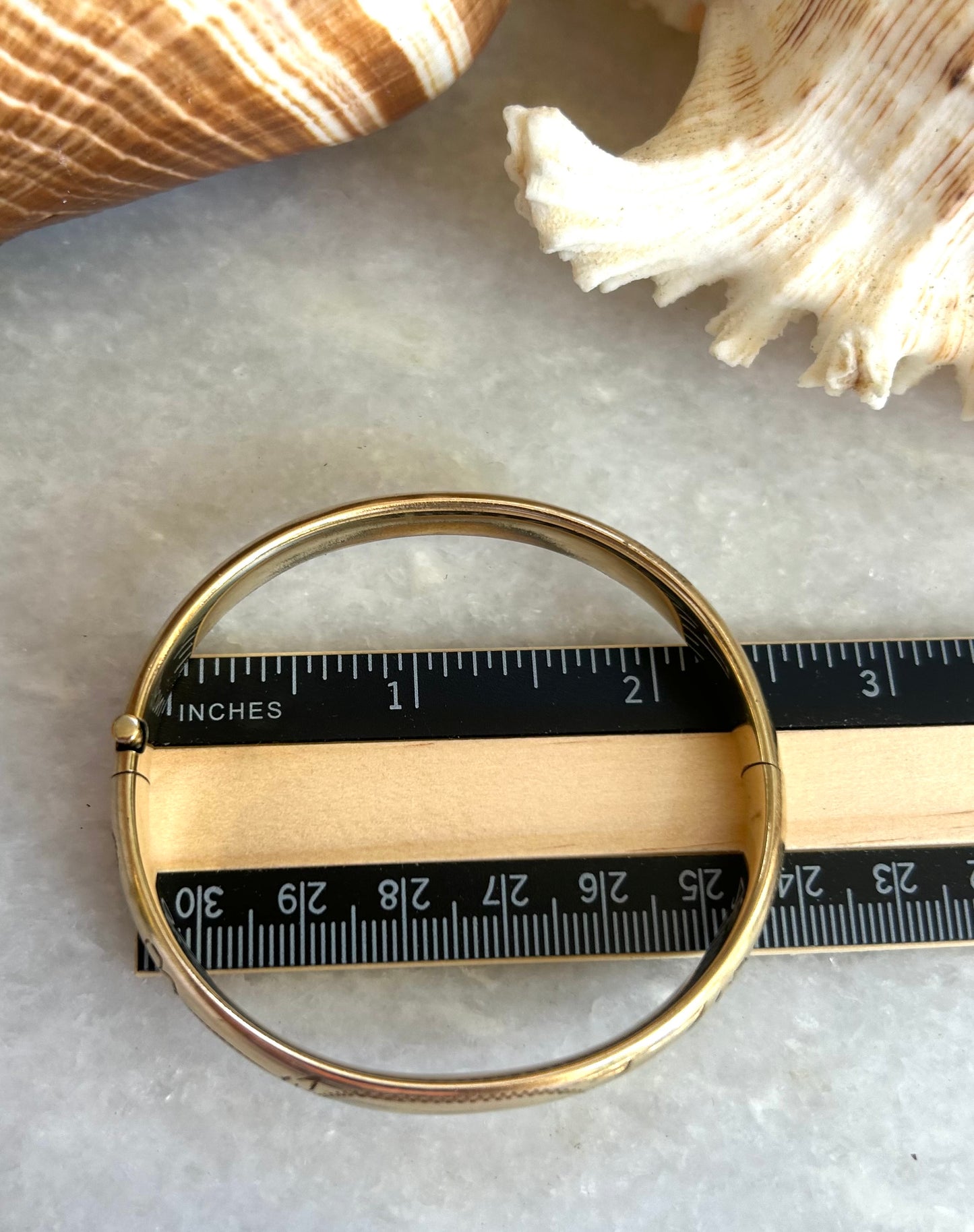 Gold-Filled Bracelet with Etched Design & Blank Cartouche