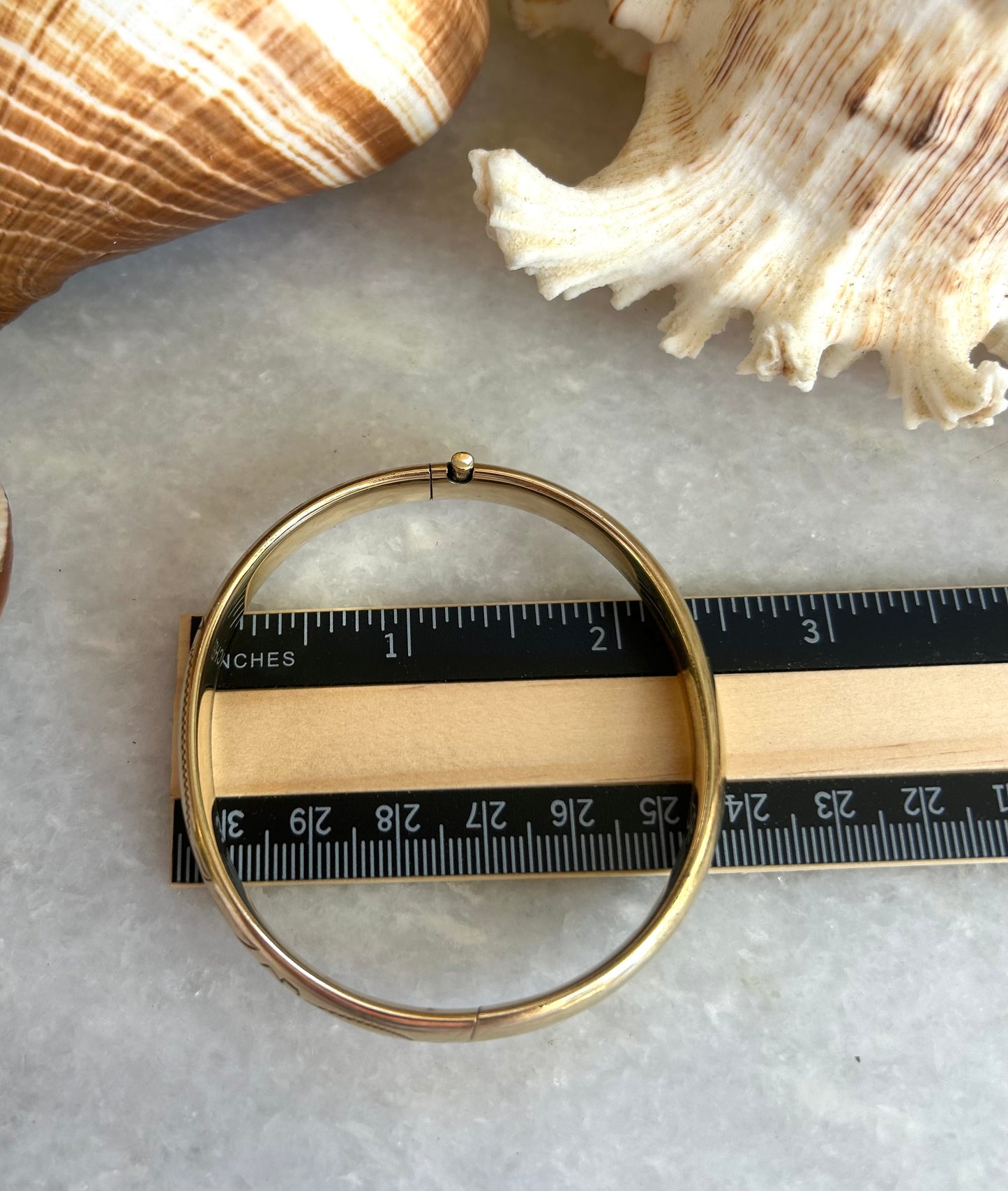 Gold-Filled Bracelet with Etched Design & Blank Cartouche
