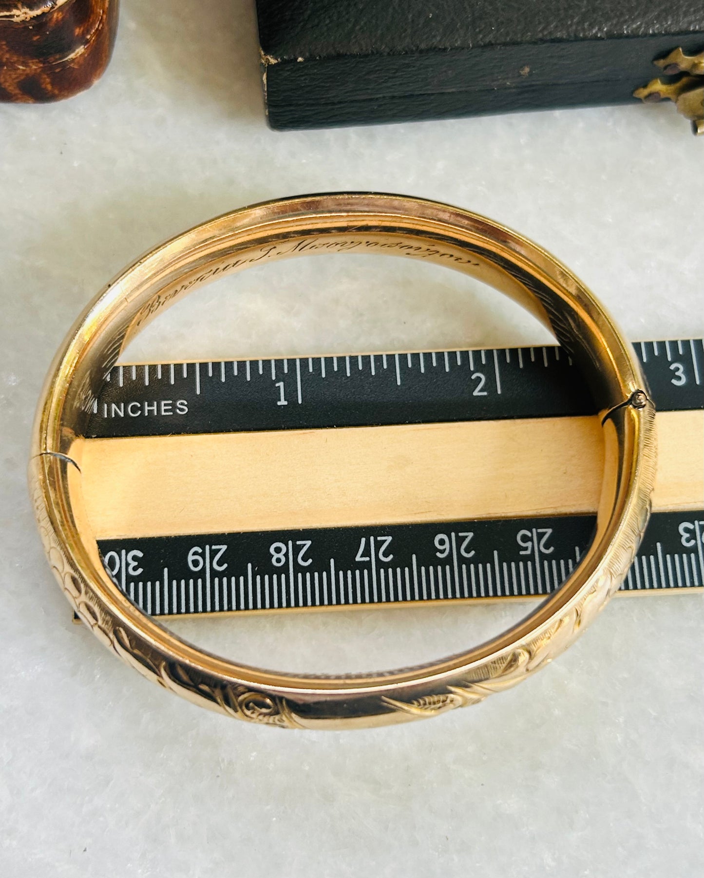 Engraved Antique Bracelet with Blank Center Cartouche