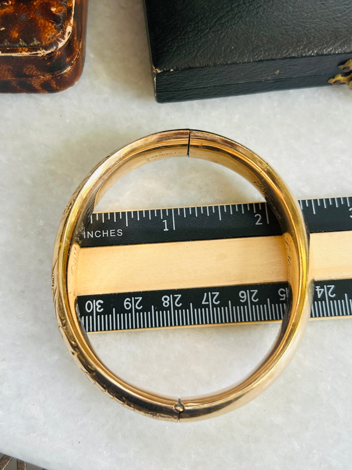 Engraved Antique Bracelet with Blank Center Cartouche