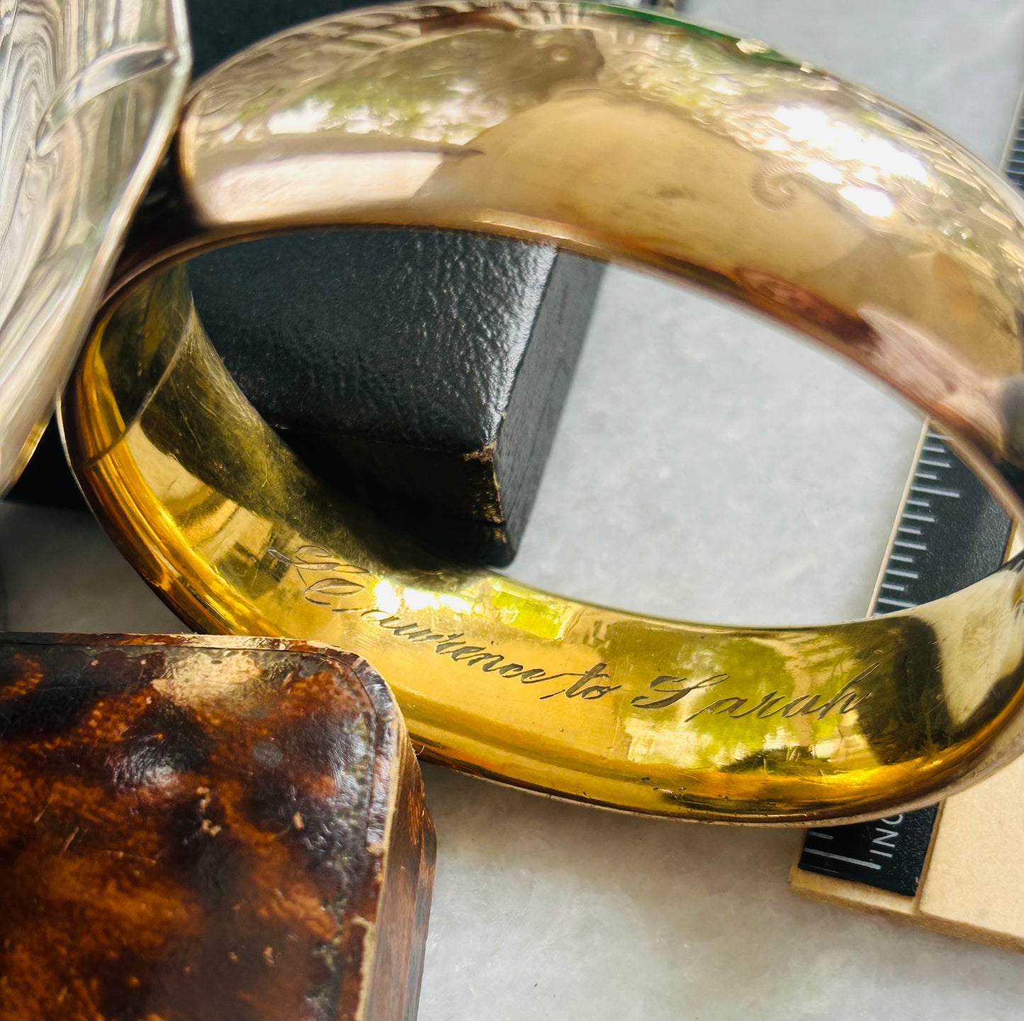 "Sarah Fisher" Hand-Engraved Gold-Filled Bracelet