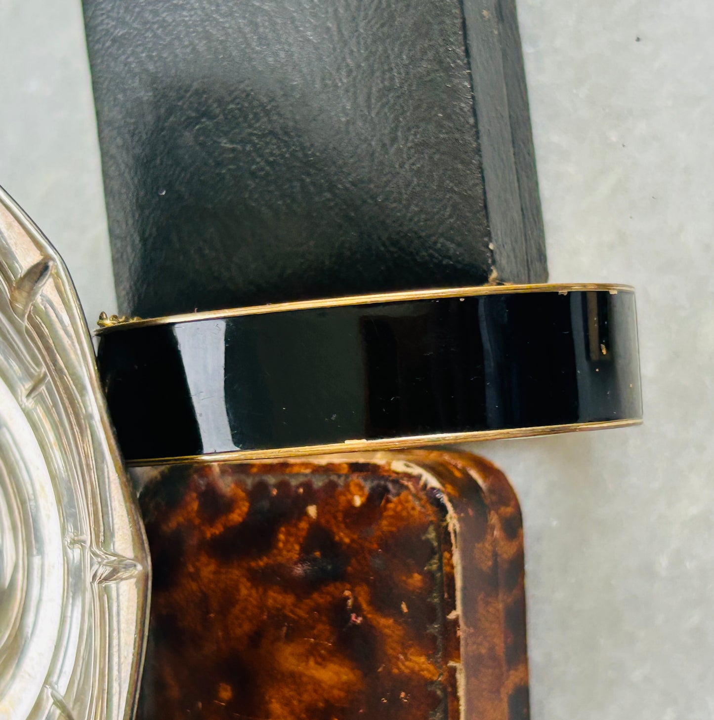 "JT" Gold-Filled Bracelet with Black Enamel