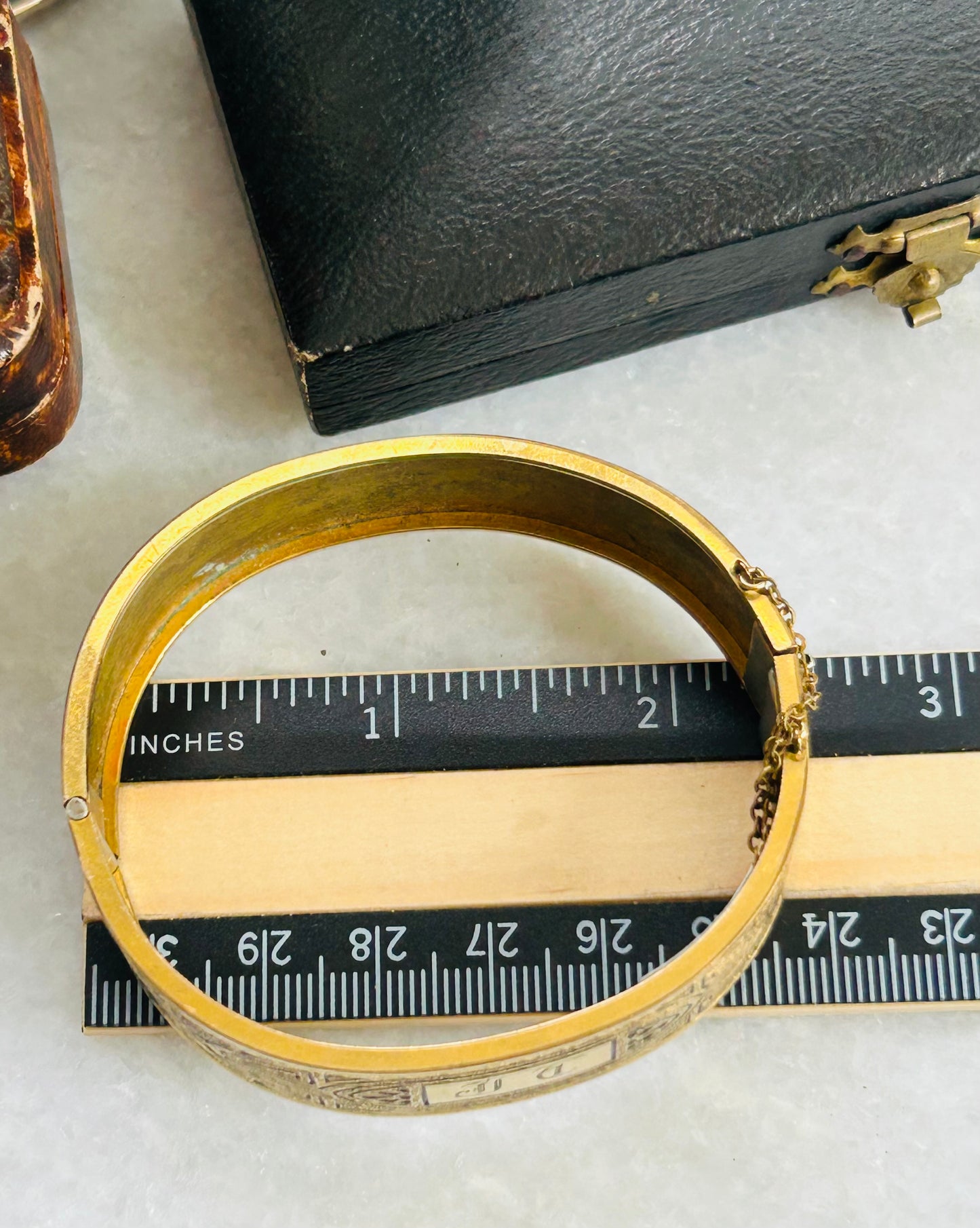 "JT" Gold-Filled Bracelet with Black Enamel