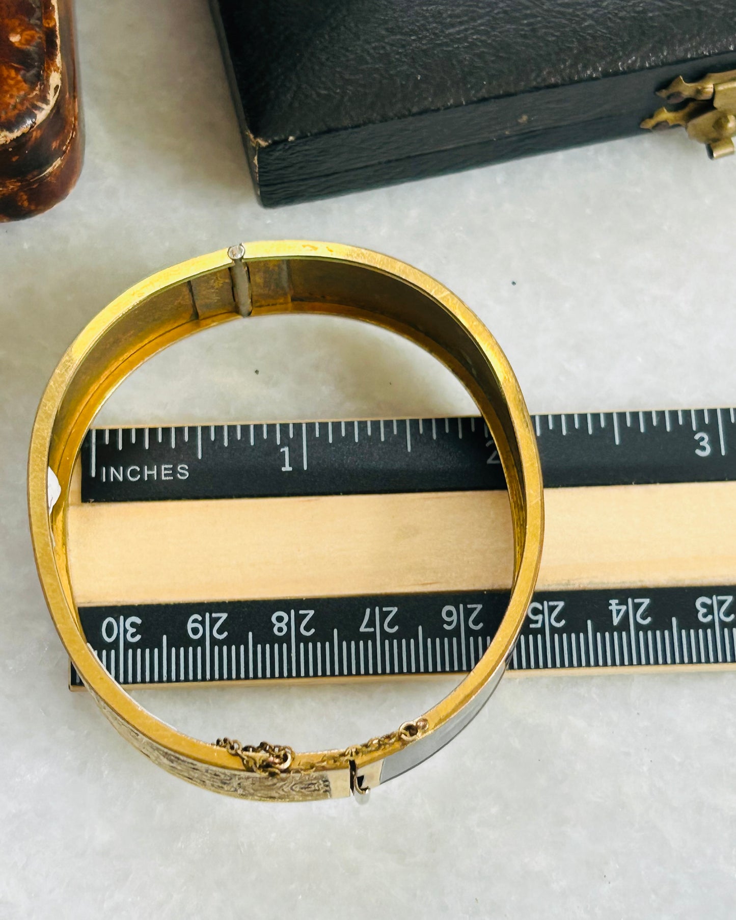 "JT" Gold-Filled Bracelet with Black Enamel