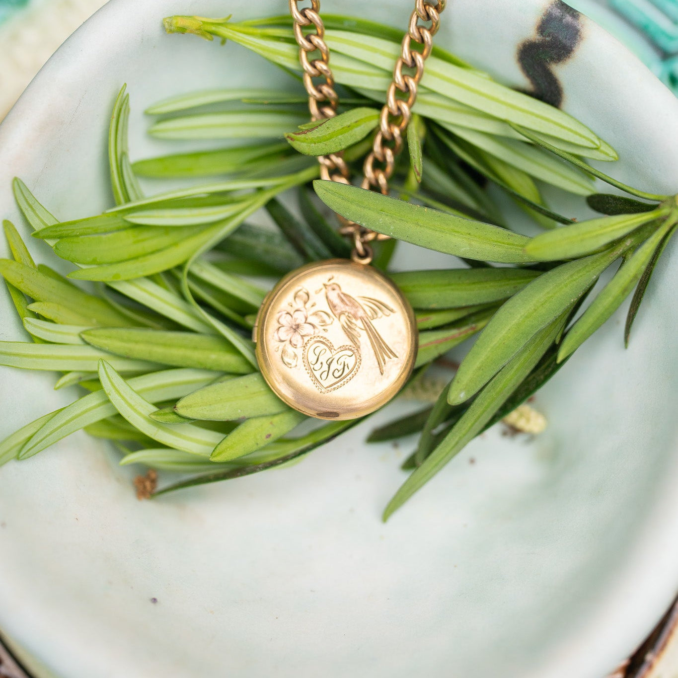 Bird Locket Gold-Filled Charm Bracelet
