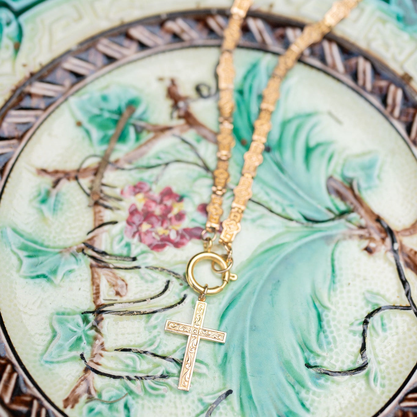 Gold-Filled Book Chain Necklace with Cross