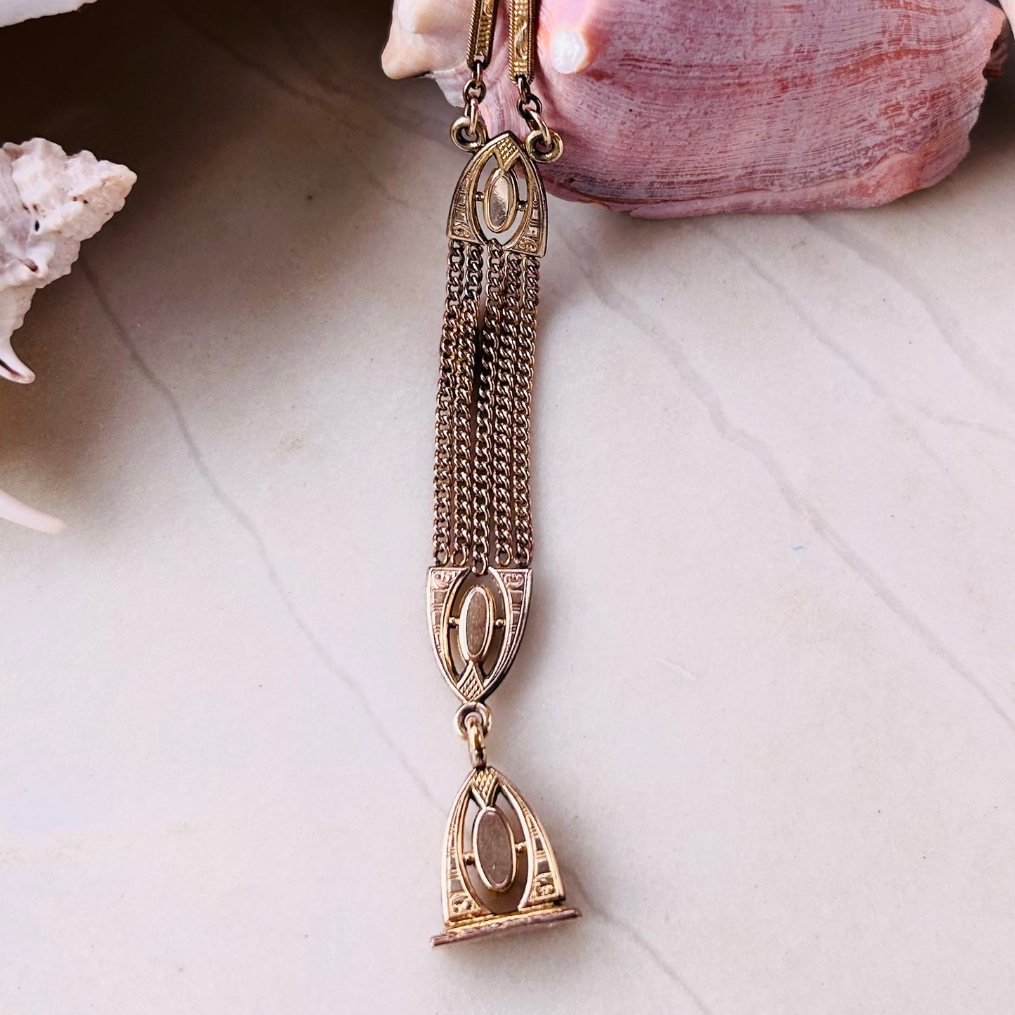 Antique Watch Chain Fob Necklace