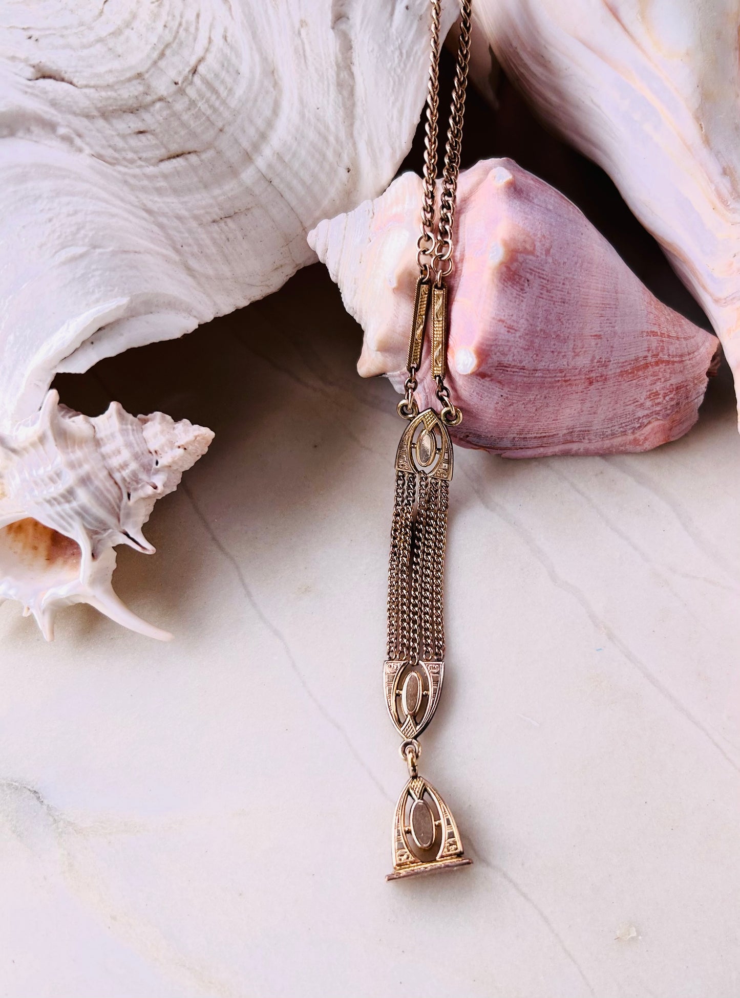 Antique Watch Chain Fob Necklace