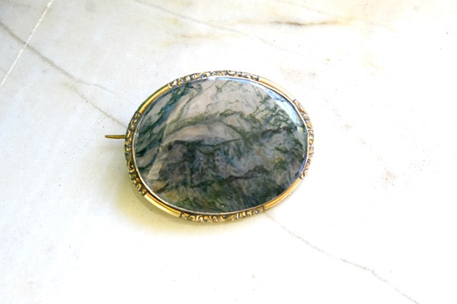 Moss Agate Brooch