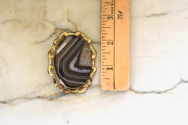 Angle Banded Agate Brooch Set