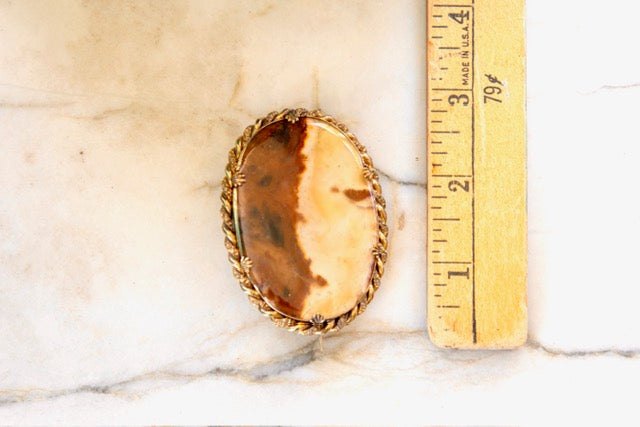 Banded Agate Brooch Set