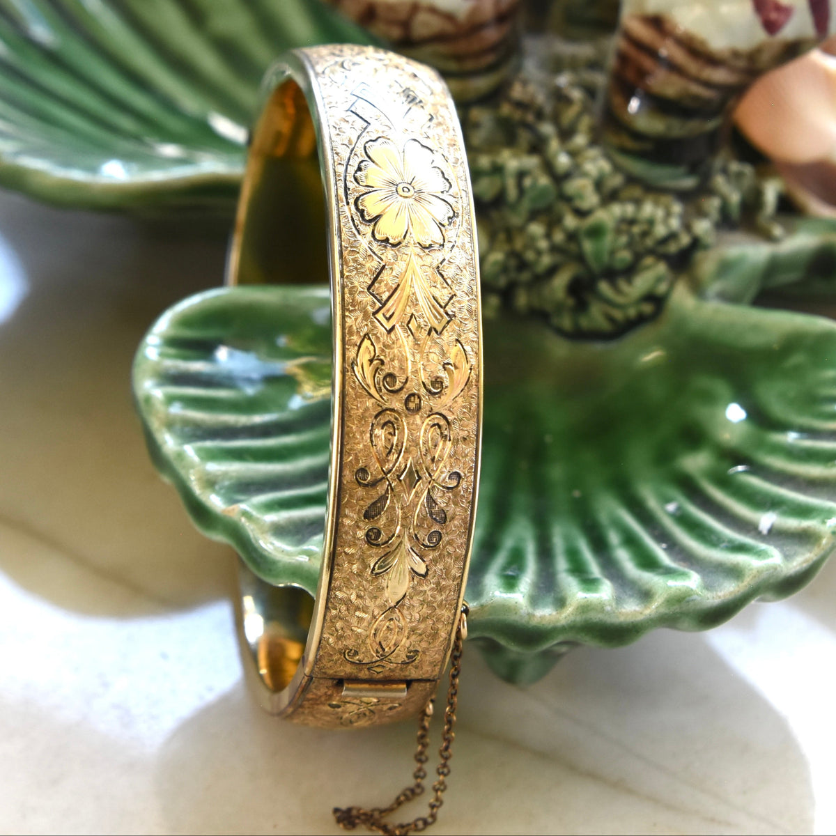 Floral Taille D'épargne Gold-Filled Bracelet