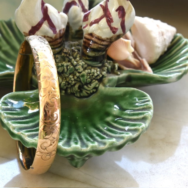 Gold-Filled Repouse Shell & Floral Bracelet