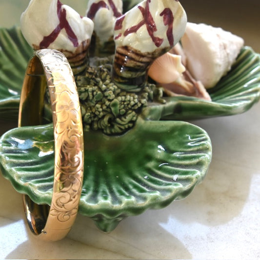 Gold-Filled Repouse Shell & Floral Bracelet