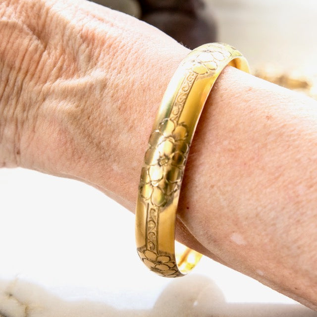 Floral Accents & Linear Spacer Gold-Filled Bracelet