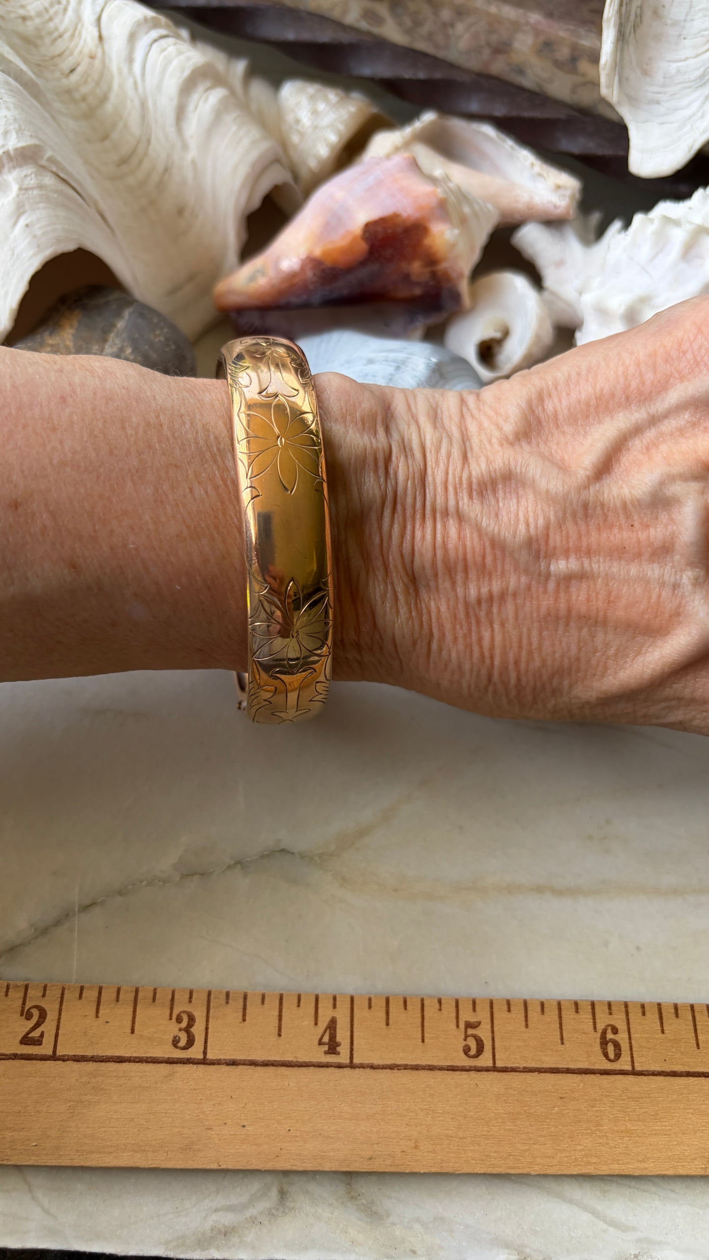 Etched Accent Gold-Filled Bracelet with Blank Cartouche