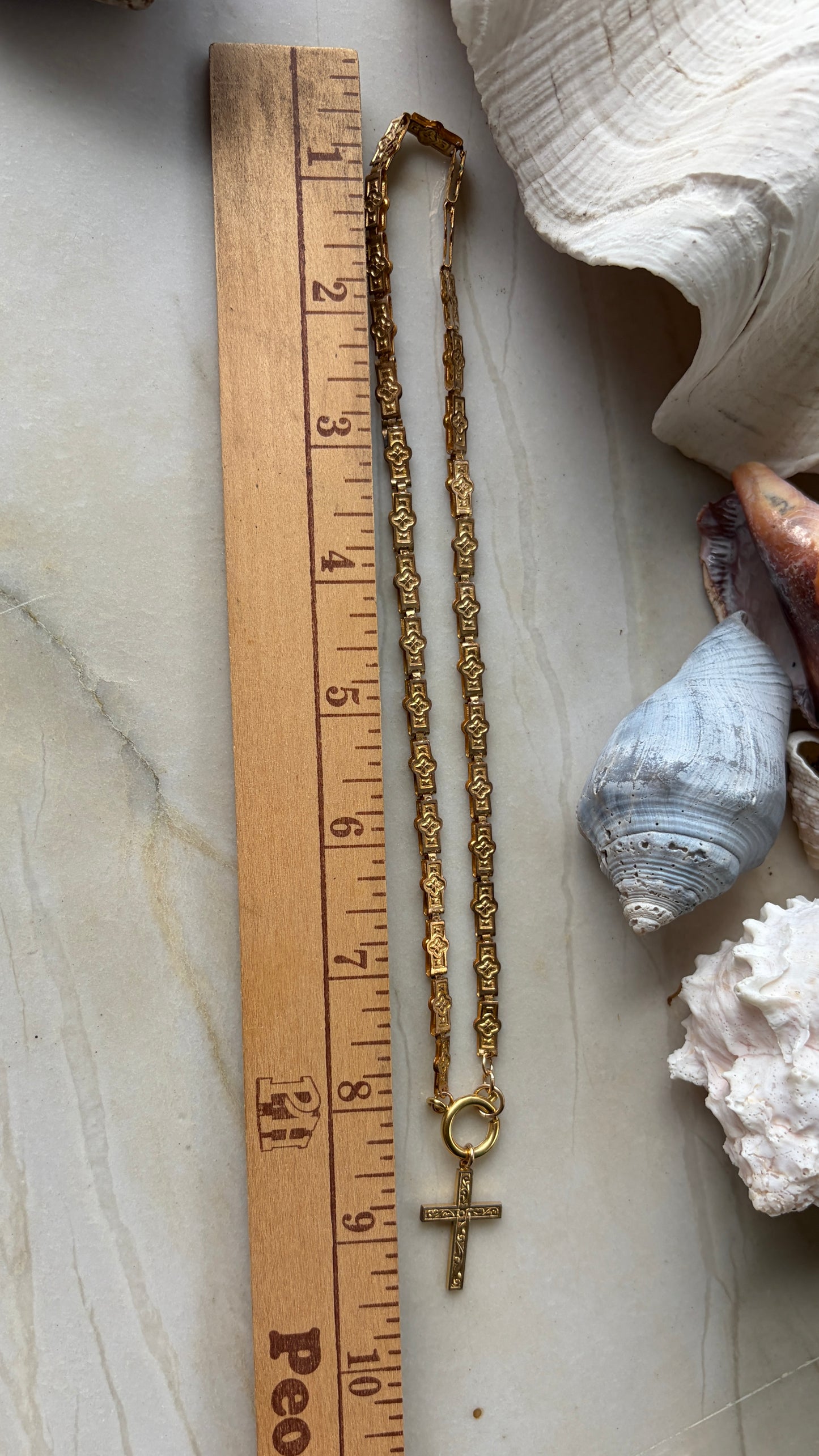 Gold-Filled Book Chain Necklace with Cross