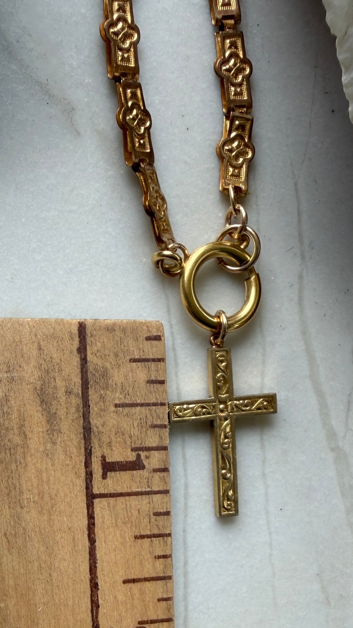 Gold-Filled Book Chain Necklace with Cross