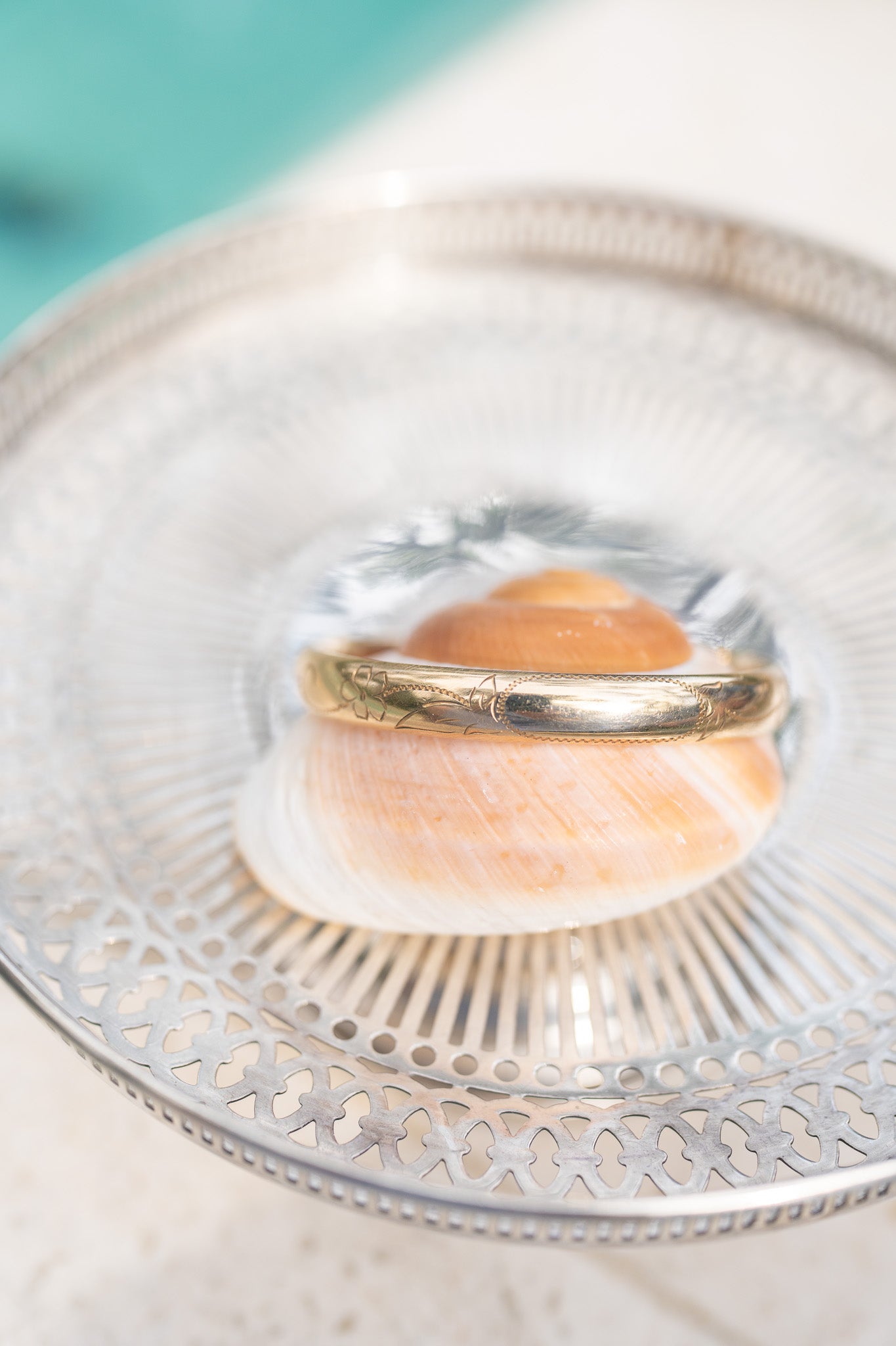 Gold-Filled Bracelet with Etched Design & Blank Cartouche