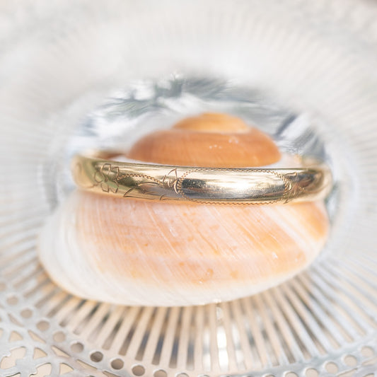 Gold-Filled Bracelet with Etched Design & Blank Cartouche