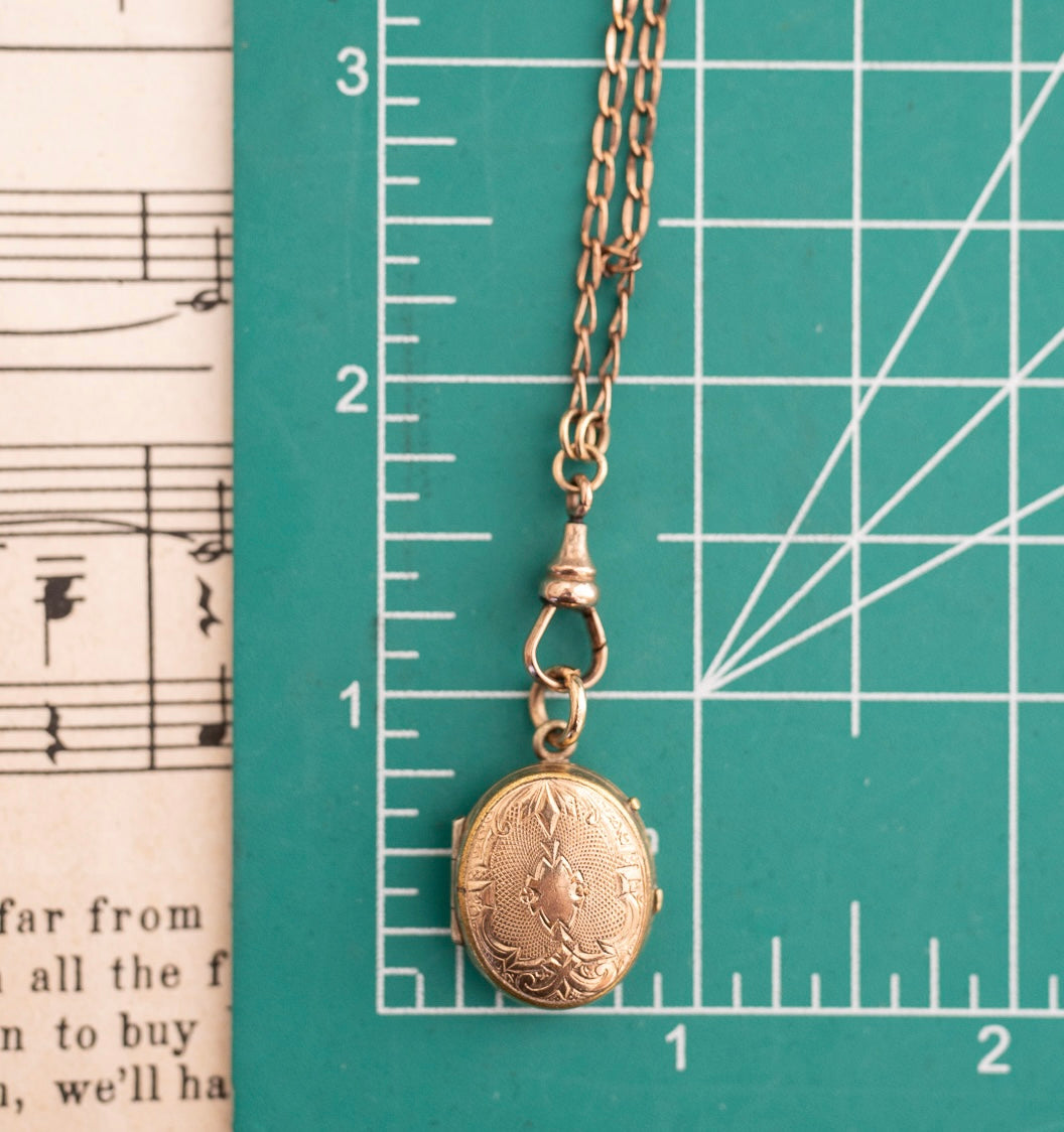 Oval Locket on Watch Chain Swivel