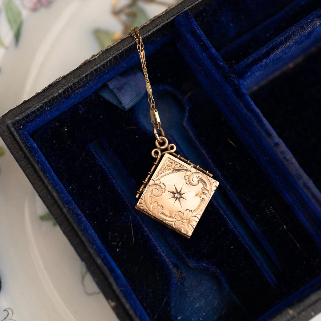 Gold-Filled Square Pendant with Clear Paste Center
