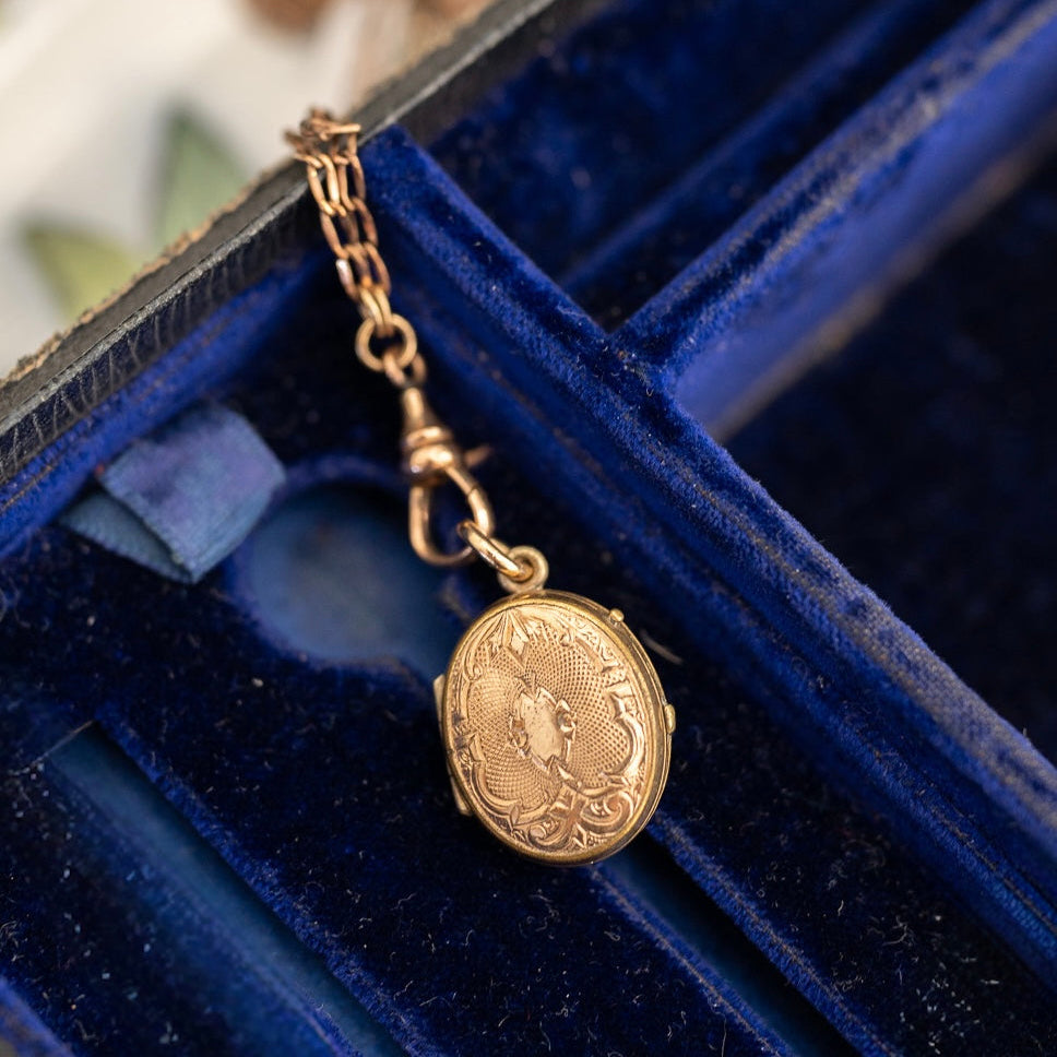 Oval Locket on Watch Chain Swivel