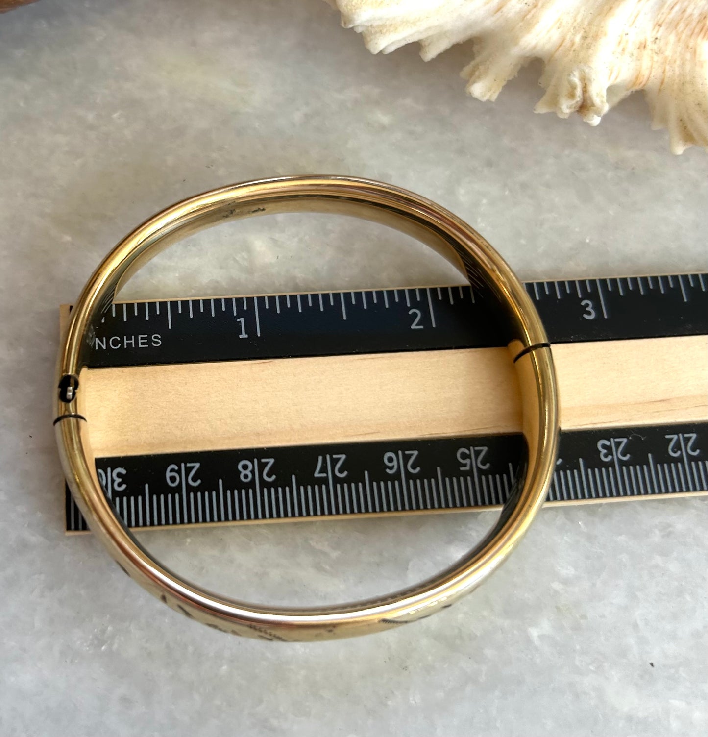 Narrow Gold-Filled Bangle with Blank Center Cartouche